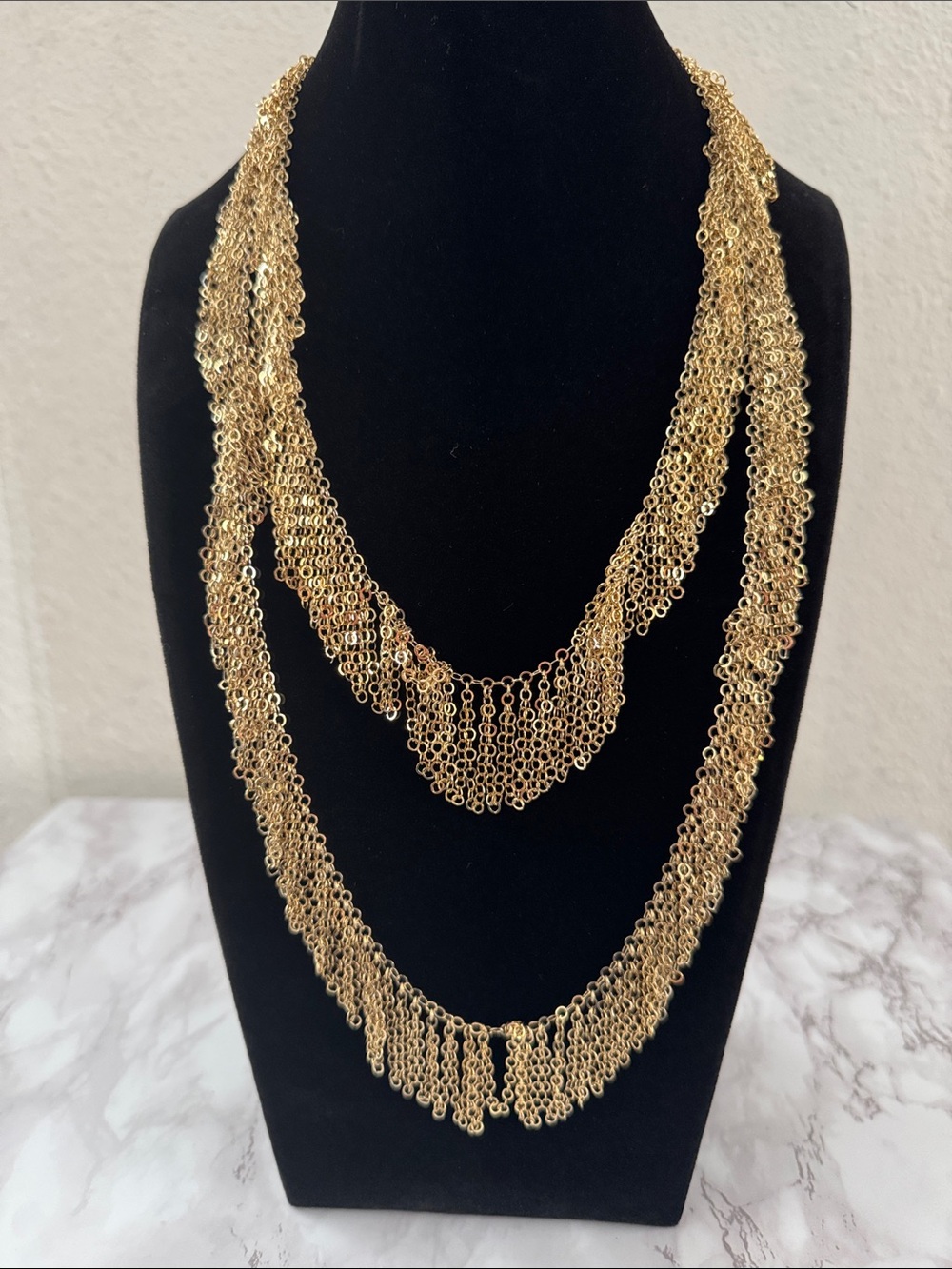 NWT Nordstrom Gold-Tone Multi-Layer Fringe Chain Necklace